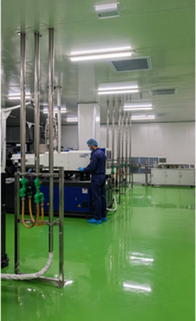 Material feed lines to molding machines